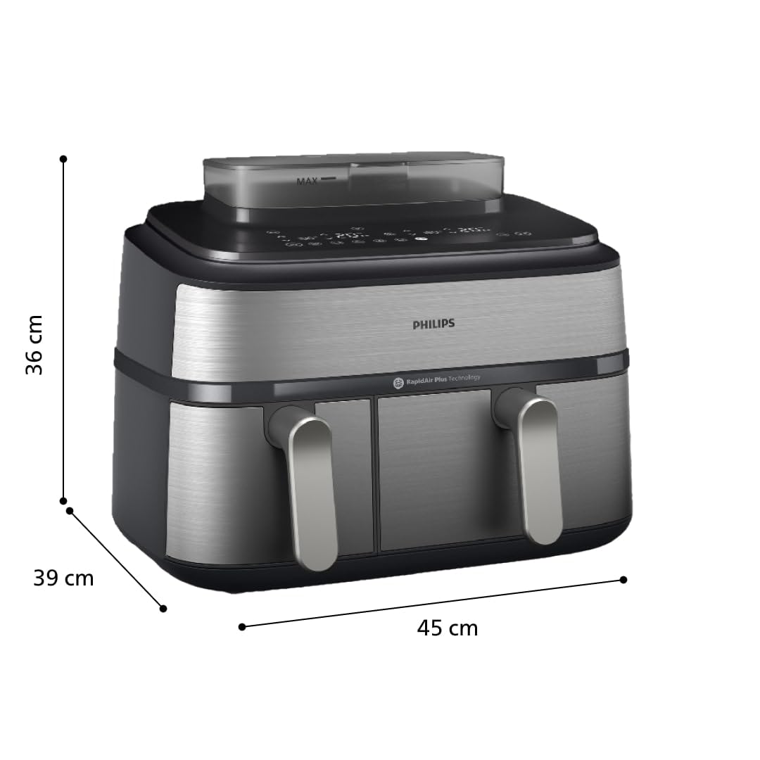 Philips Air Fryer 5000 Series Dual Basket with Steam – 9L Capacity, RapidAir Plus Technology