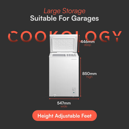 Cookology CCFZ99WH Freestanding Chest Freezer in White - 99 Litre Capacity - Suitable for Outbuildings
