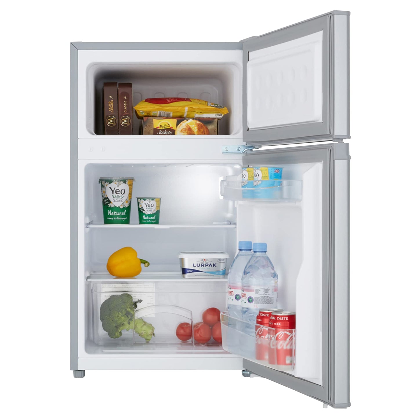 Cookology UCFF87SL 47cm Freestanding under counter Small Fridge Freezer in Silver